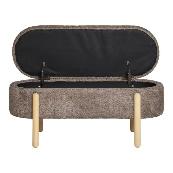 Banco con almacenaje cuatro patas de madera natural Branca