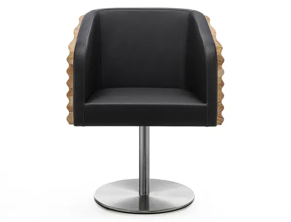 Sillón giratorio madera y piel Komoda by Riva 1920