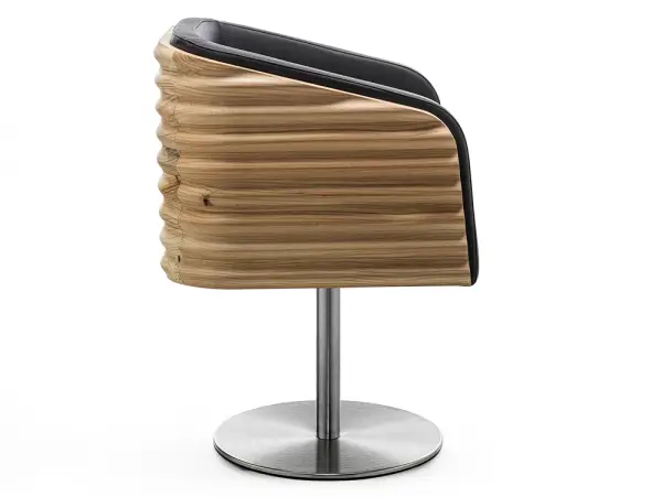 Sillón giratorio madera y piel Komoda by Riva 1920