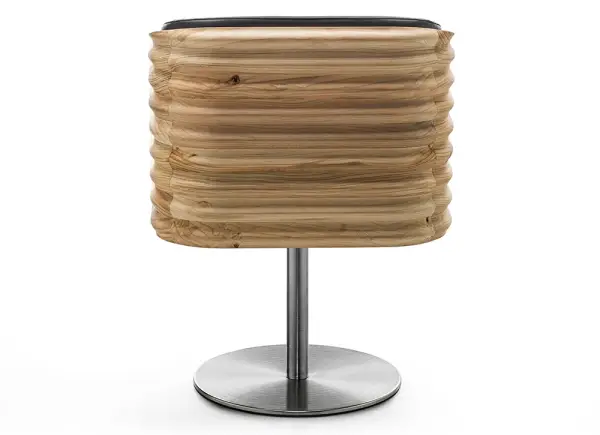 Sillón giratorio madera y piel Komoda by Riva 1920