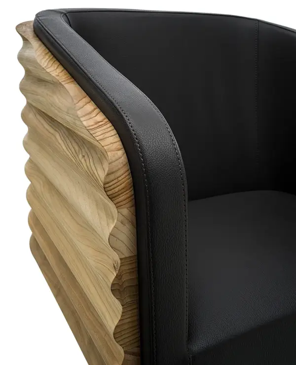 Sillón giratorio madera y piel Komoda by Riva 1920