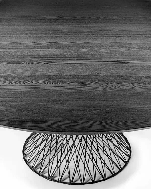 Mesa de comedor redonda madera y metal Web by Riva 1920