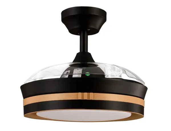 Ventilador de techo con luz 3 aspas madera y negro