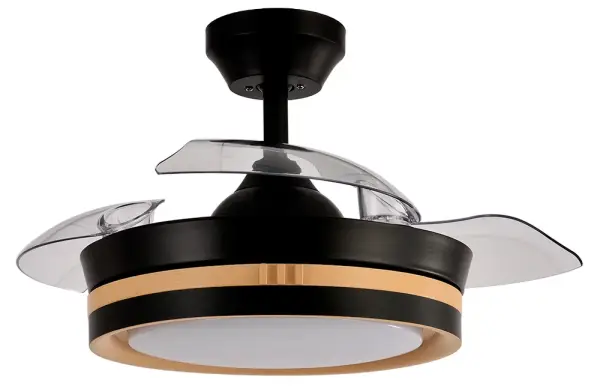 Ventilador de techo con luz 3 aspas madera y negro