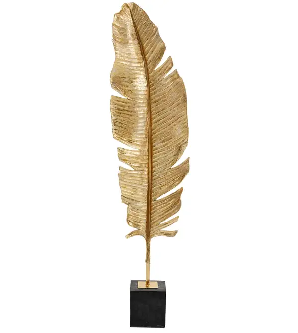 Escultura pluma dorada