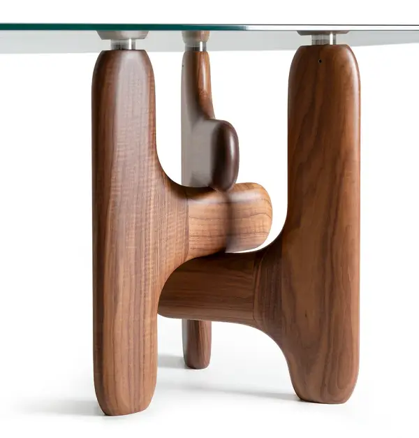 Mesa de comedor madera y cristal Clifford Pacini y Cappellini
