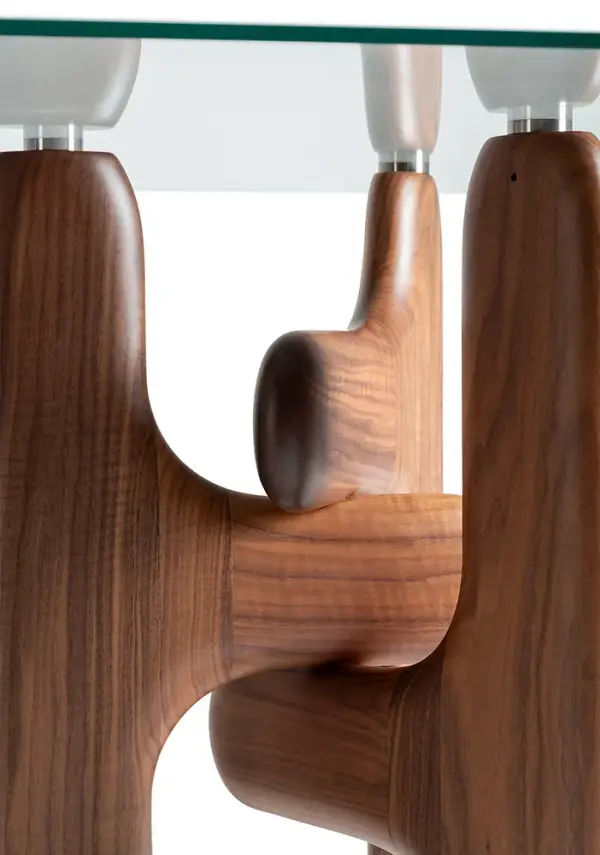 Mesa de comedor madera y cristal Clifford Pacini y Cappellini