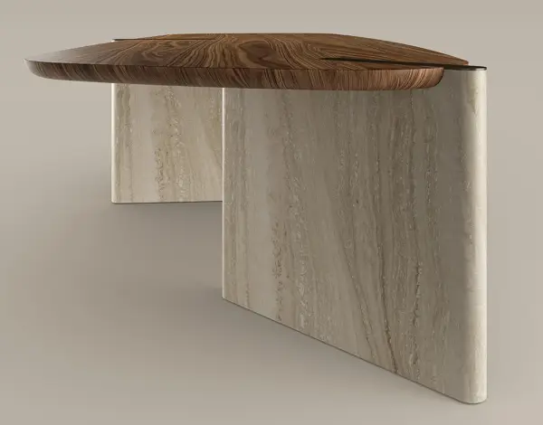 Mesa de comedor madera y mármol Flatiron Bonaldo