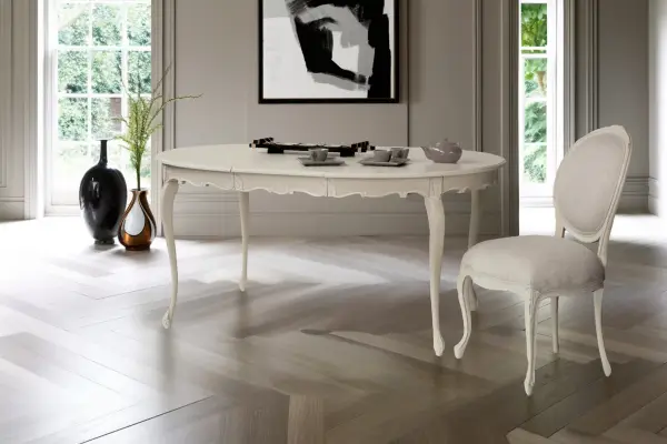 Mesa de Comedor vintage Guzet La rochelle  redonda Extensible 120/160 cms.