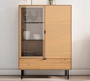 Vitrina 1 puerta de cristal metal y roble Sarek Vitrina 1 puerta de cristal metal y roble Sarek