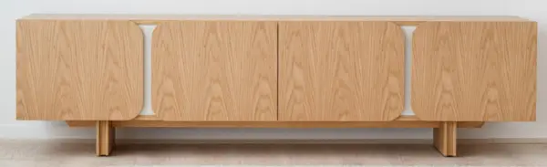 Mueble TV curva roble natural arena mate