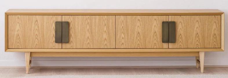 Mueble TV roble y latón envejecido Mueble TV roble y latón envejecido