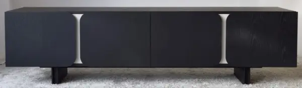 Mueble TV curva roble negro y arena mate 