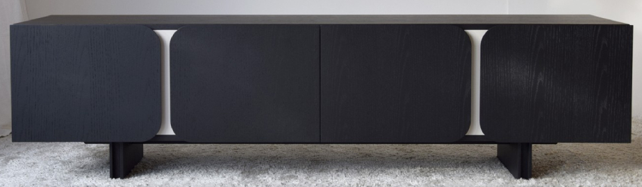 Mueble TV curva roble negro y arena mate 