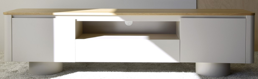 Mueble TV cilíndro gris arena roble 