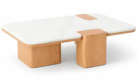 Mesa de centro rectangular roble y mármol Gloter Mesa de centro rectangular roble y mármol Gloter