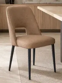 Silla acero y tapizado cappuccino Aria
