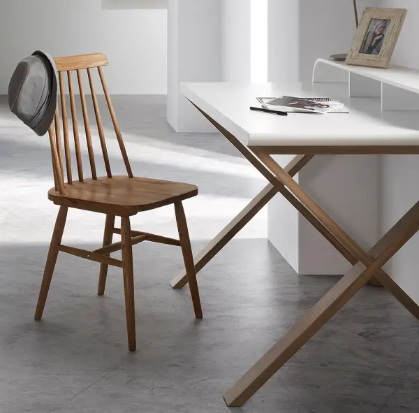 Silla Puebla en madera blanca