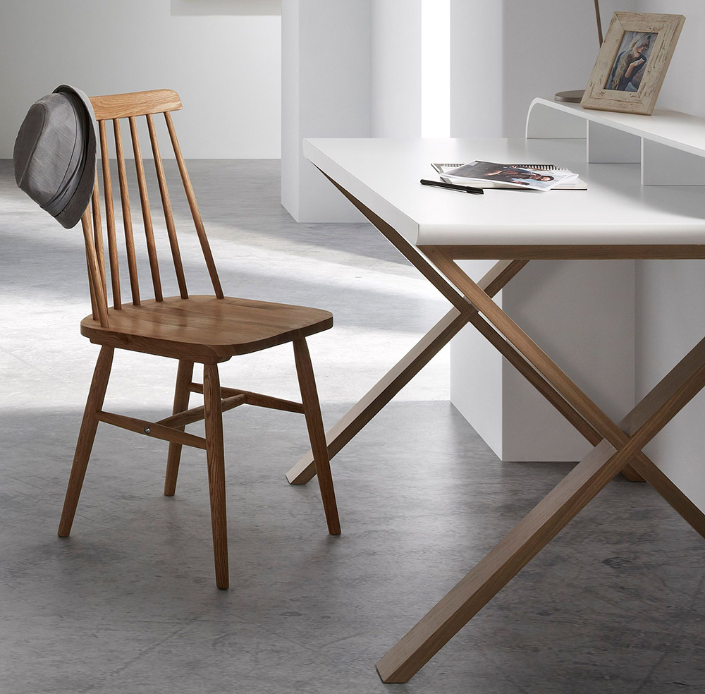 Silla Puebla en madera blanca