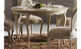 Mesa de Comedor vintage Guzet La rochelle  redonda Extensible 120/160 cms.