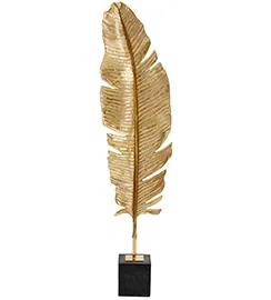 Escultura pluma dorada