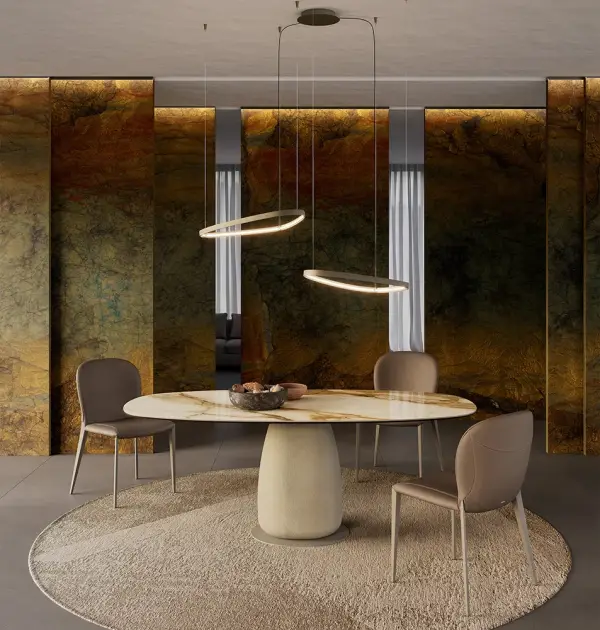 Mesa de comedor pequeña keramik biscuit Botero Cattelan