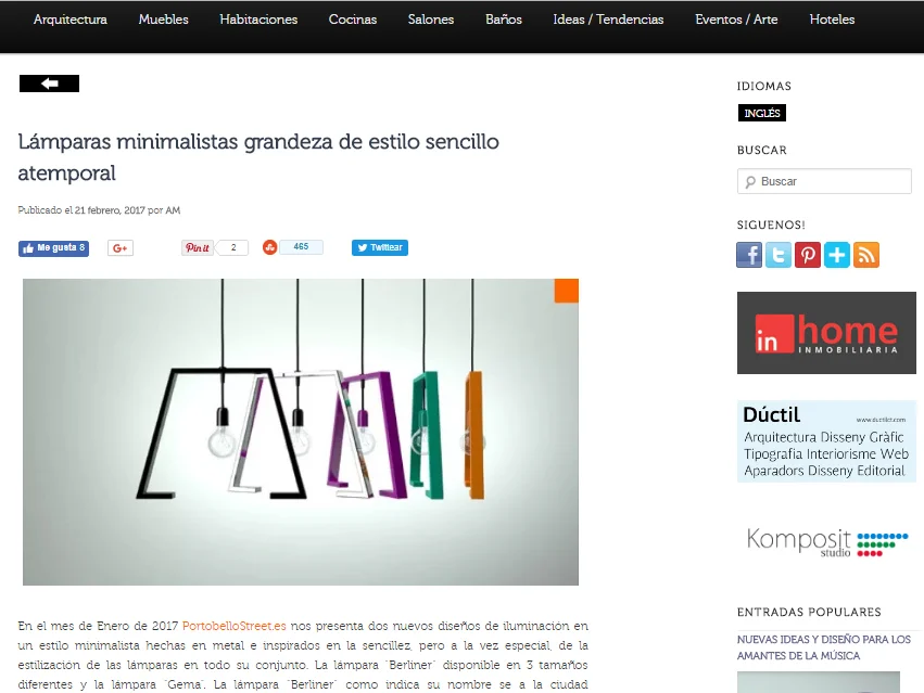 Lámparas minimalistas grandeza de estilo sencillo con Portobello