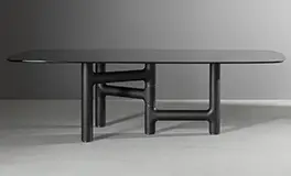 Mesa de comedor esquinas redondeadas cristal Pivot Bonaldo