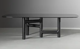 Mesa de comedor esquinas redondeadas cristal Pivot Bonaldo