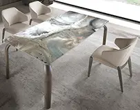 Mesa de comedor roble ceniza y porcelánico Pedraza