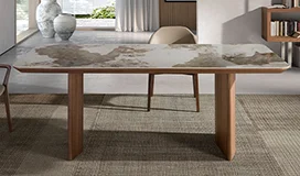 Mesa de comedor nogal y porcelánico Ademuz Mesa de comedor nogal y porcelánico Ademuz