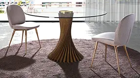 Mesa de comedor redonda cristal y nogal Cofrentes