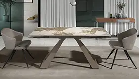 Mesa de comedor extensible acero y porcelánico Portaceli