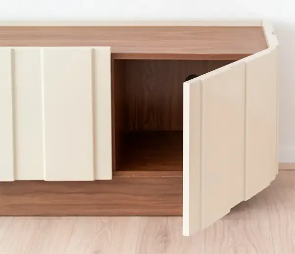 Mesa de televisión nogal y beige brillo Arkos