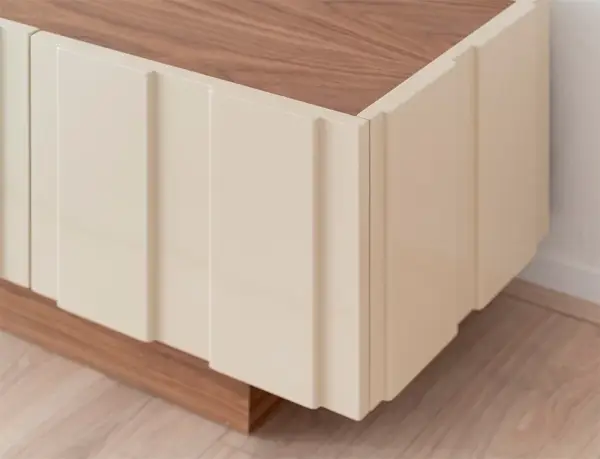 Mesa de televisión nogal y beige brillo Arkos