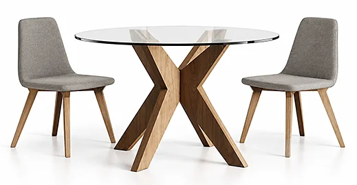 Mesa de comedor roble y cristal Roma