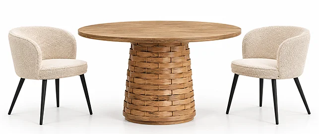 Mesa de comedor redonda pata central relieve