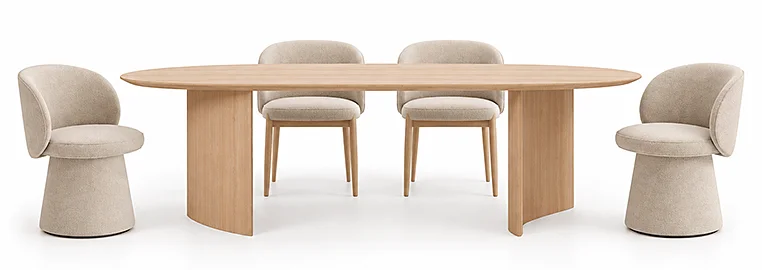 Mesa de comedor esquinas redondeadas roble natural Brisa Mesa de comedor esquinas redondeadas roble natural Brisa