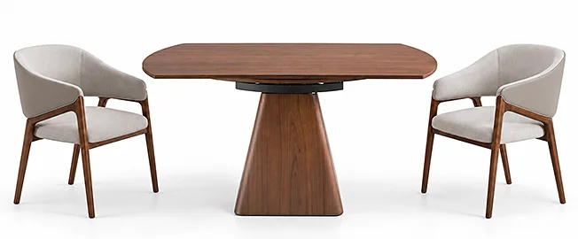 Mesa de comedor extensible nogal Marx Ángel Cerdá 1081