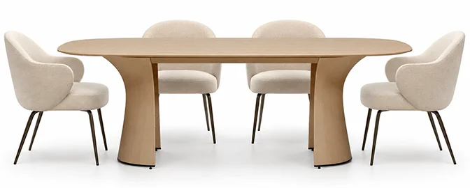 Mesa de comedor esquinas redondeadas roble Root Mesa de comedor esquinas redondeadas roble Root