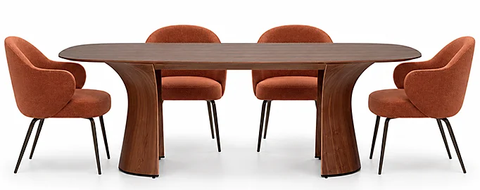 Mesa de comedor esquinas redondeadas nogal Root Mesa de comedor esquinas redondeadas nogal Root