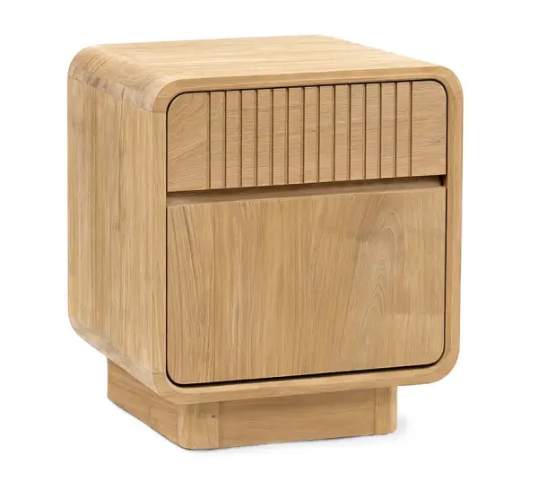 Mesita de noche 1 cajón 1 puerta madera de teka Eyre