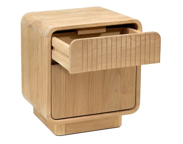 Mesita de noche 1 cajón 1 puerta madera de teka Eyre
