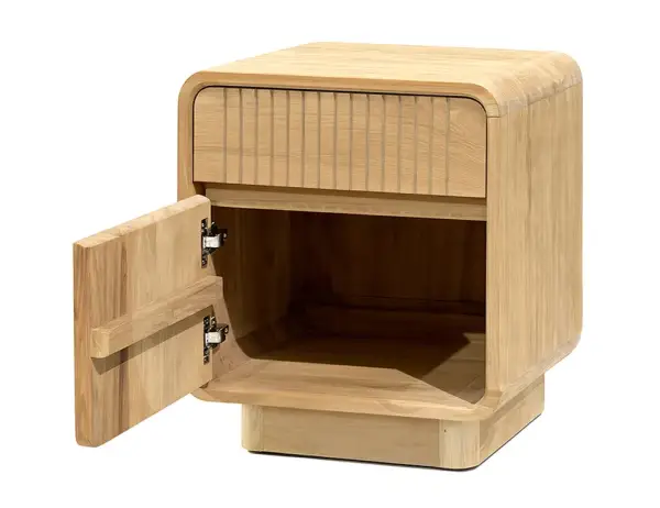 Mesita de noche 1 cajón 1 puerta madera de teka Eyre