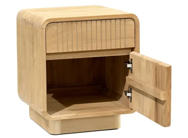 Mesita de noche 1 cajón 1 puerta madera de teka Eyre