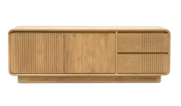 Mesa de televisión 2 puertas 2 cajones madera de teka Eyre