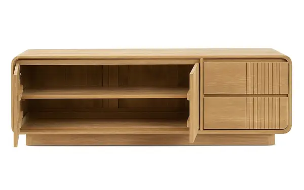 Mesa de televisión 2 puertas 2 cajones madera de teka Eyre