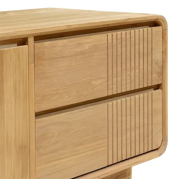 Mesa de televisión 2 puertas 2 cajones madera de teka Eyre