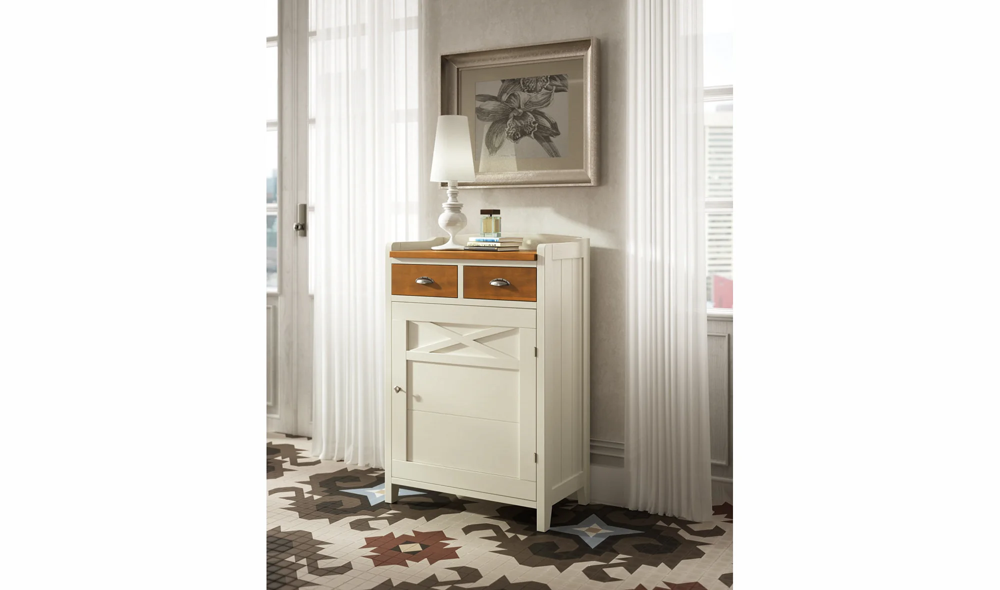 Mueble de entrada colonial con cajones Verona