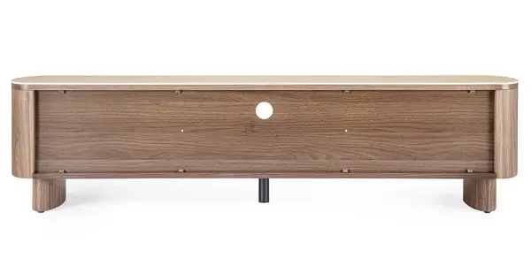 Mesa de televisión curvo nogal y porcelánico Kezel